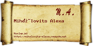 Mihálovits Alexa névjegykártya